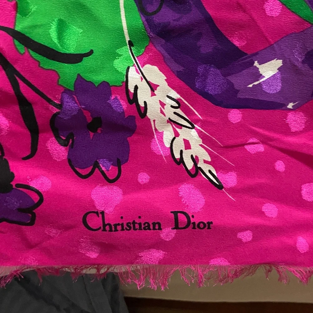 RARE vintage Christian Dior large Floral Scarf